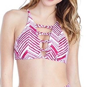 Raisins Chevron Red White Tie Back Bikini Top
